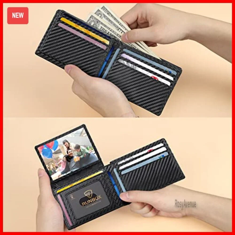Slim RFID Leather Wallet with 2 ID Windows and 15 Card Slots